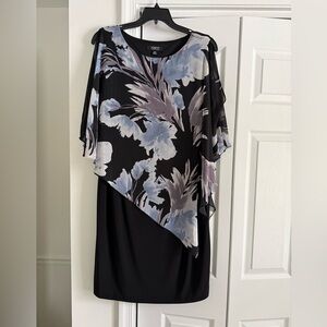 Ronni Nicole Black Dress with Blue Floral Design